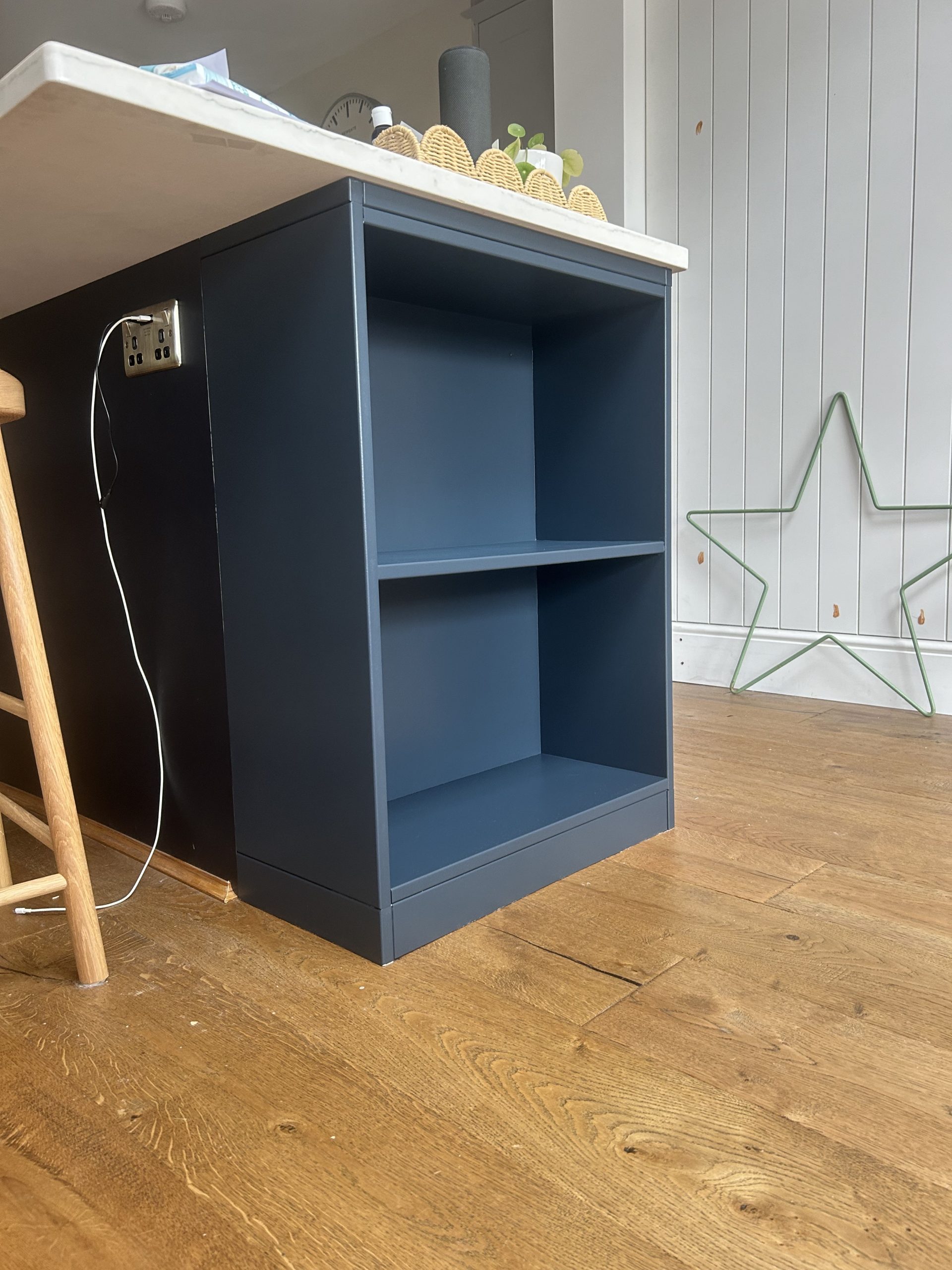 Colour-matched fitted bookcase with soft-close doors, painted to match interior, Caversham